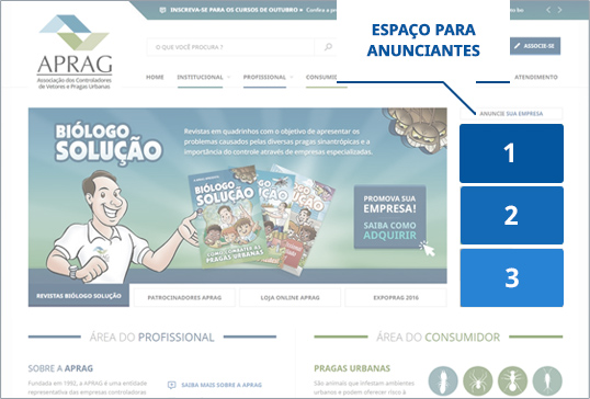 Exemplo de anúncio na lateral do site APRAG